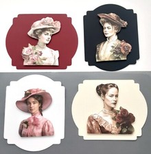 Victorian Girl Women Flowers Dimensional Card Front Scrapbook Embellishment 777