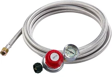  High Pressure (0~30 PSI) Adjustable Propane Regulator with 12FT SS Braided Hose
