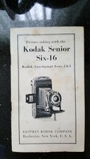 Antique Kodak Instruction Booklet Picture Taking Kodak Senior Six-16 Eastman