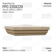 3x Cast Stone Fluted Regal Pier Caps, 3 Colours, Two Sizes (220x220 and 330x330)
