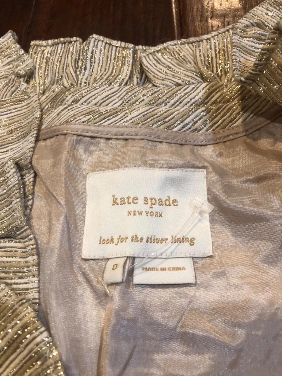 Abito Kate Spade Look For The Silver Lining senza maniche oro taglia 0