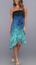 NWOT Strapless Midi Dress~~Fully Lined~Asymmetrical~Blue Green~Max The Cleo~S