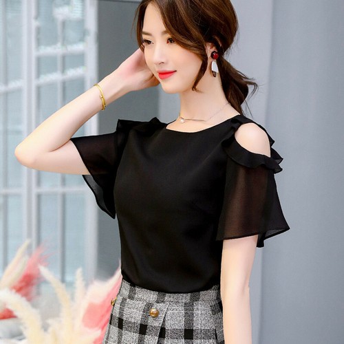 Women Summer Cold Shoulder Short Sleeve 