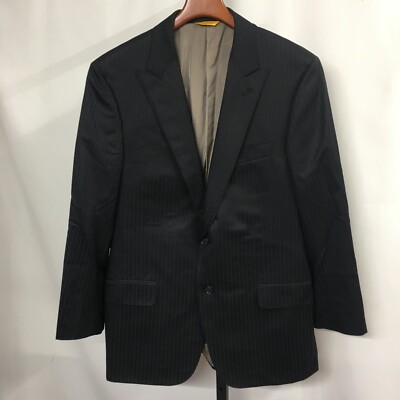 Recent Hickey Freeman Men' 40S Black Striped two-button Blazer sport jacket WOOL