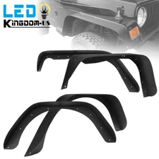 4X Flat Style Off-Road Fender Flares for 1997-2006 Jeep Wrangler TJ Steel Black