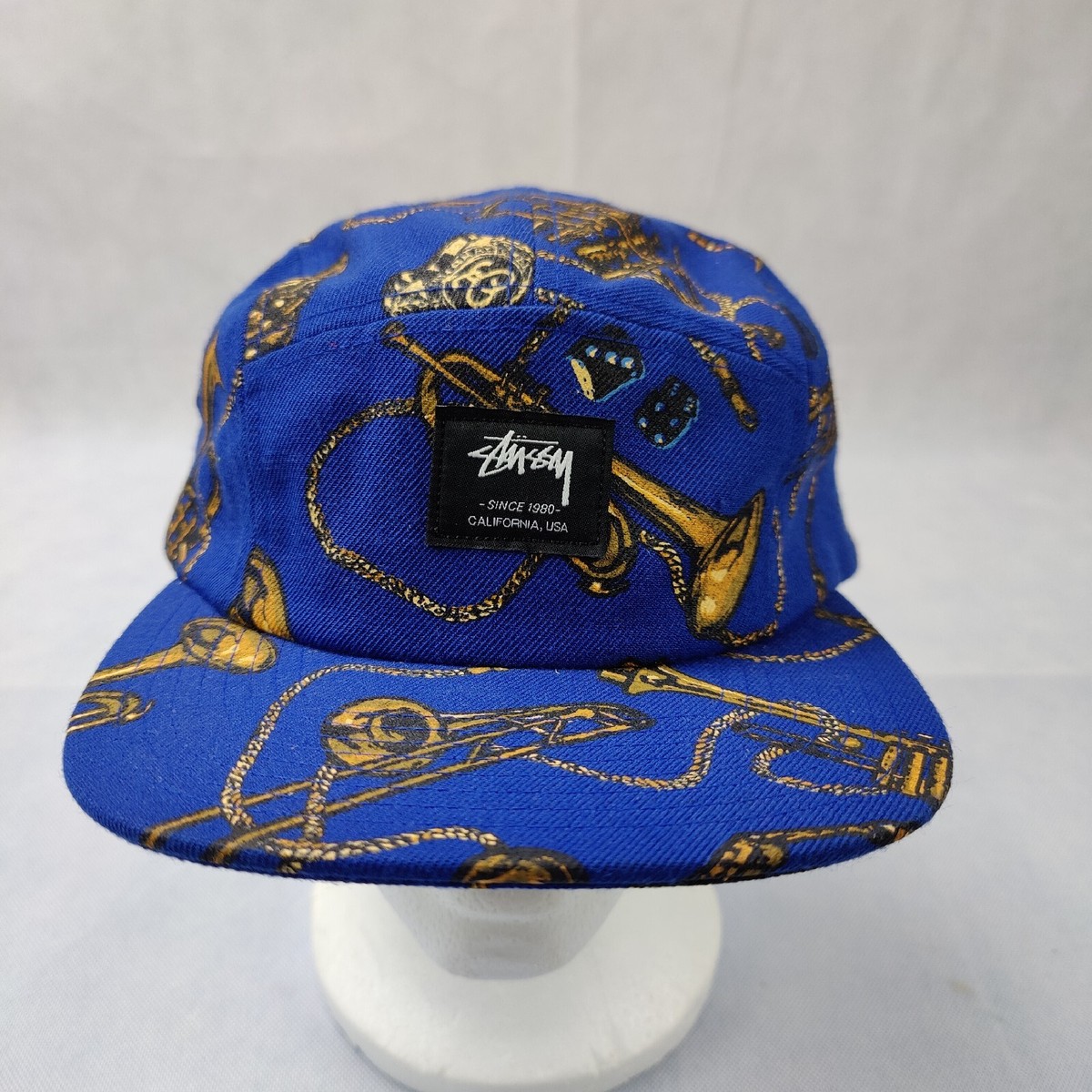 RARE* STUSSY Trumpet Trombone 5 Panel HAT mens womens Eight Ball
