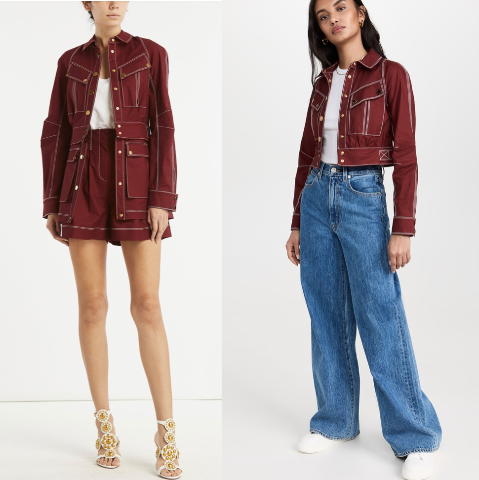 Veronica Beard Keswick Topstitch Cotton Stretch Twill Jacket
