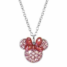 Disney Parks Arribas Pink Minnie Mouse Necklace Swarovski Crystals Icon Pave