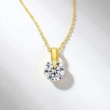 S925 Sterling Silver Round Moissanite Pendant...