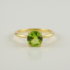 18k Gold Plated Natural Peridot Solitaire Ring Handmade Anniversary Gift for Her