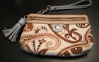 Spartina 449 Wristlet Clutch Zip Wallet Bag Signature Linen Tassel Mermaid Medal
