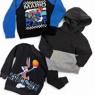 Boys Sweatshirt Bundle Size 6 Mario Kart Space Jam H&M Hoodie Lot of 3