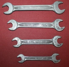 LOT of 4 Vintage Select Steel double open end wrenches  13/16" thru 1/2" USA
