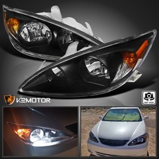Black Fits 2002-2004 Toyota Camry Headlights Headlamps Leftright 02 03 04