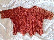 Pretty Orange Rust Indian Gypsy Boho Festival Crop top With Embroidered Details