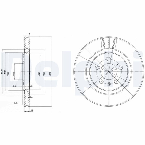 2X Delphi Bremsscheibe BG2713 FüR 3A5 Passat 3A2 Vento VW 35I Corrado Golf Seat-image