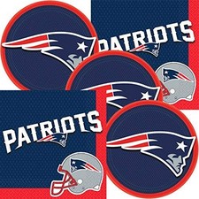 New England Patriots Football Party Plate and Napkin Bundle Serves 16