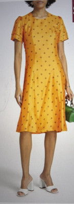 NWT RRP 412 LISOU Knee Length SilkDress UK8 US4 IT40 S Floral-Print Floral Lined