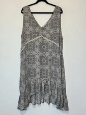 Sugarfox Sheath Dress 1X Gray Sleeveless Boho Comfort Lounge Travel Beach