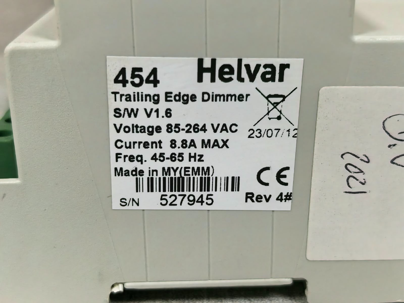 HELVAR 454 REV.4 S/W V1.6 HELVAR 454 4x 2.2 A TRAILING EDGE DIMMER REV.4 S/W V1.6 9