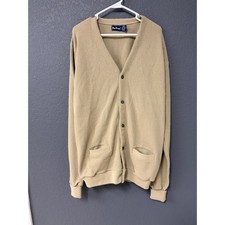 Vintage Par Four Men XL Tall Tan Beige Cardigan Sweater Acrylic Knit Made in USA