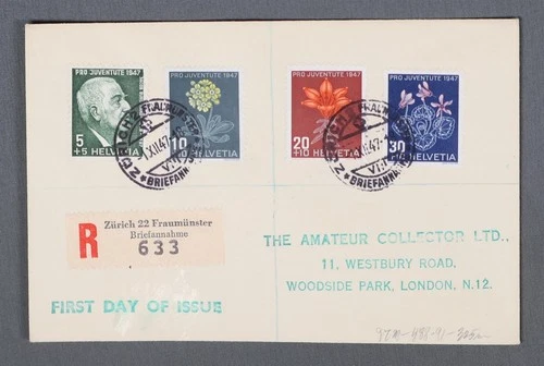 MayfairStamps Switzerland FDC 1947 Pro Juventute Flower Combo First Day Cover aa