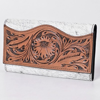 KB OHLAY WALLET Hand Tooled Hair-on Genuine Leather women bag western handbag