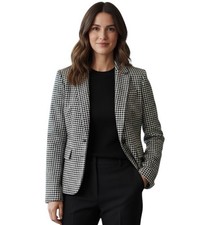 J Crew Blazer Womens Sz 0 Herringbone Wool Blend Tweed Black  White Jacket
