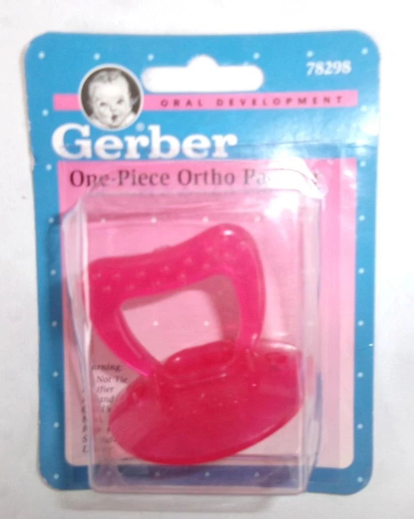 Vntg Gerber One Piece Ortho Pacifier 78298 USA 1999 Firm Flexible Pink RARE NEW
Opens in a new windo