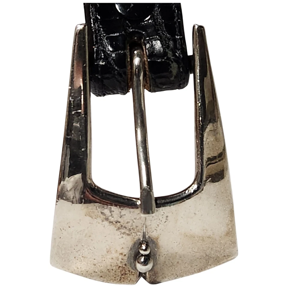 De Colección Cinturón James Reid 925 Esterlina David Dear Hebilla Cuero Lagarto Western 33 EE. UU. Foto 3 de 4