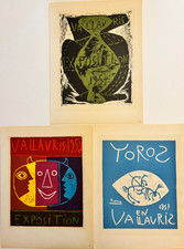 Pablo PICASSO : Exposition Vallauris, 3 lithographies signées Mourlot  1959