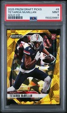 2025 Panini Prizm Draft Picks - Tetairoa McMillan #8 Gold Ice Prizm (RC) PSA 9