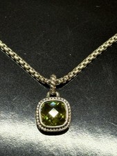 David Yurman Sterling Silver 925 albion Chain Green 14mm peridot Necklace 20"