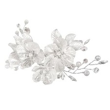 Bride Flower Silver Piece Pearl Hair Clip,Wedding Hair Accessories for Women