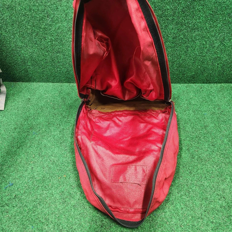 Mochila de día vintage años 90 Jansport Azteca Suroeste parte inferior de cuero gamuza roja Foto 4 de 4