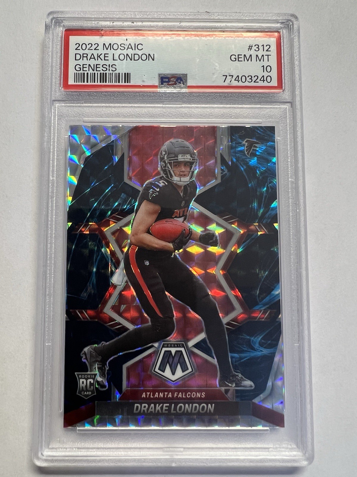 2022 Panini Mosaic Drake London Genesis PSA 10 Gem Mint RC Rookie #312 Falcons