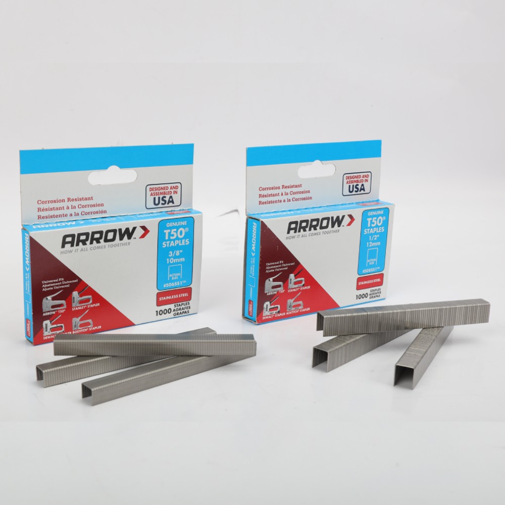 Arrow 2000PC T50 Stainless Steel Staples Set 508SS1 1/2'' 12mm 506SS1 3/8'' 10mm