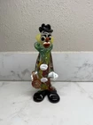 Murano Hand Blown Colorful Glass Clown holding a Vase Figure 7.5” Tall MCM