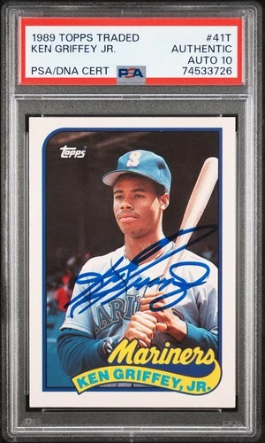 Ken Griffey Jr. 1989 Topps Traded #41T Signed Rookie Baseball Card PSA 10
