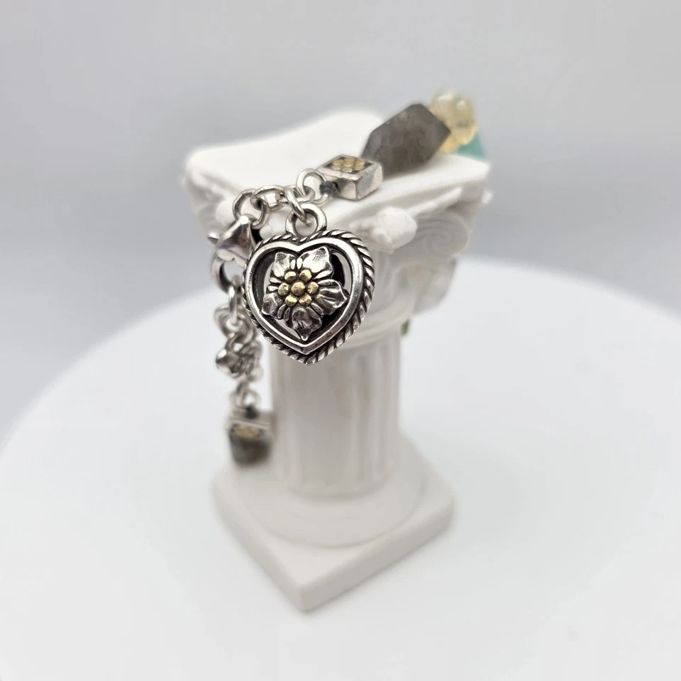 Brazalete Brighton 'American Hero' Piedras Multicolores Cuentas Placa Plata 7.75" Foto 4 de 4