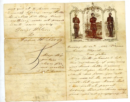 Magnus Civil War Patriotic Lettersheet Used with letter Col. Ellsworth