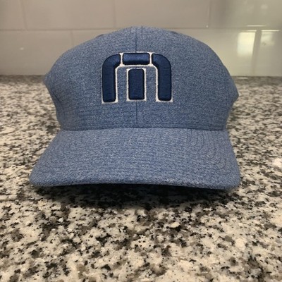 Travis Mathew Hat Cap Fitted Mens S-M Blue Heathered Flexfit Golf Embroidered