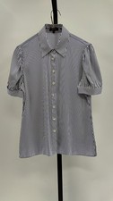 Quince Washable Stretch Silk Puff Sleeve Blouse Evie Stripe Sleeved Top XS
