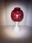 Vintage Fenton Cranberry Dot/Bubble Optic, Milk Glass Base