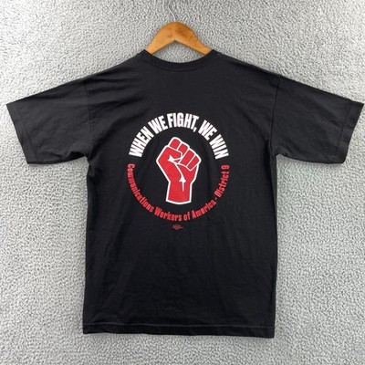 CWA Shirt Adult Medium Black Graphic Tee Communications Workers Union District 9
