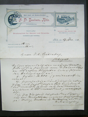 Brief  J.P. Bachem Druckerei in Köln von 1892 an Prokurist Joh.Andr. Seidenberg