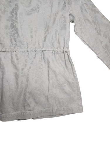 CHICO'S Safari Jacket Silver Metallic Drawstring Waist 4 Pocket Chico’s RARE 0 - Picture 6 of 9