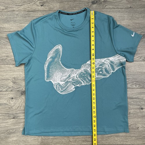 Nike Running Division Camicia Taglia Large Uomo Miler Blu Bianco UV Manica Corta - Foto 4 di 10