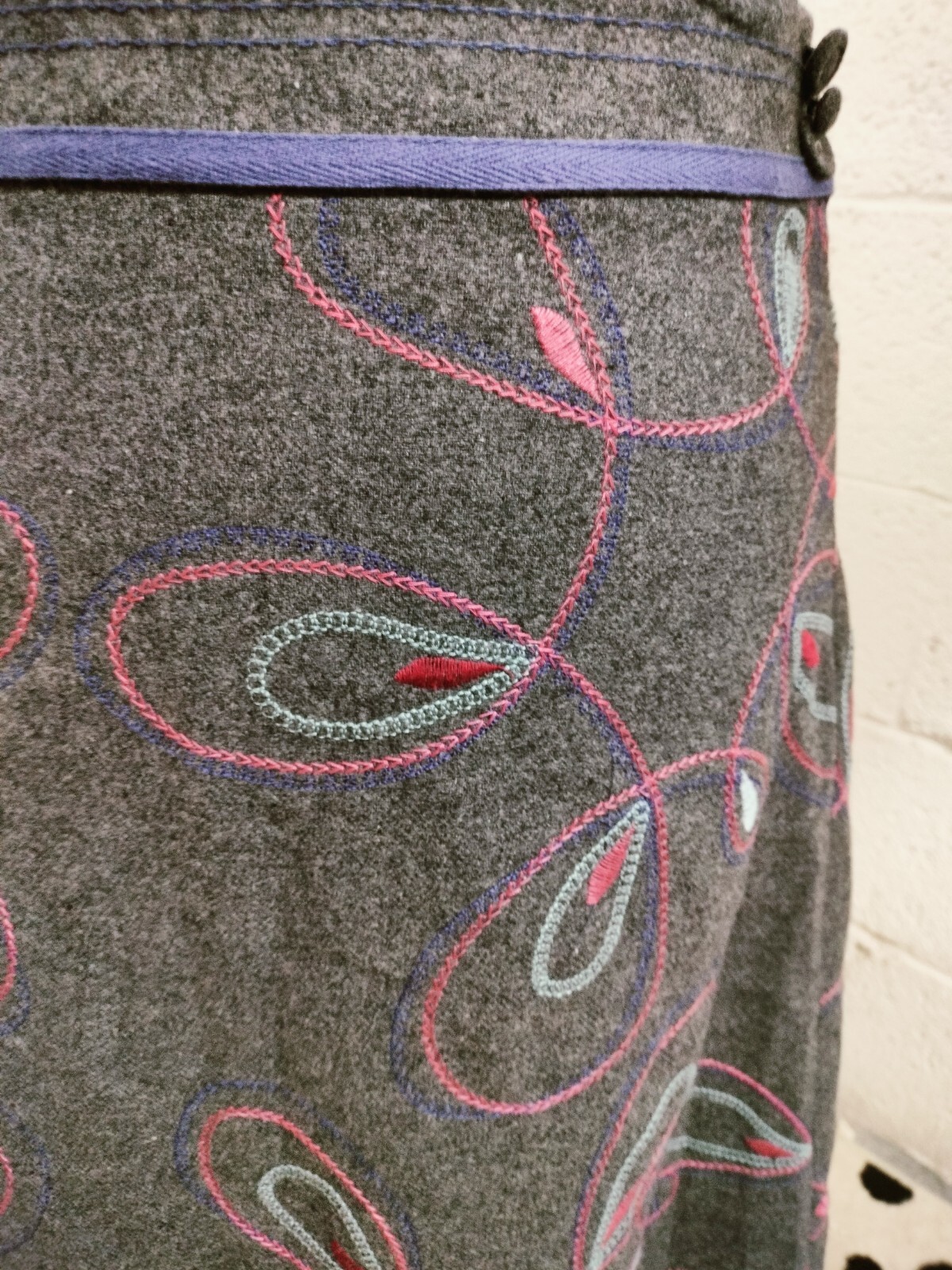 White Stuff Grey Wool Mix Patterned Winter A Line… - image 3