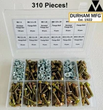 310 pcs 10.9 Metric Flange Screw Frame Bolt & Serrated Flange Nut Assortment Kit